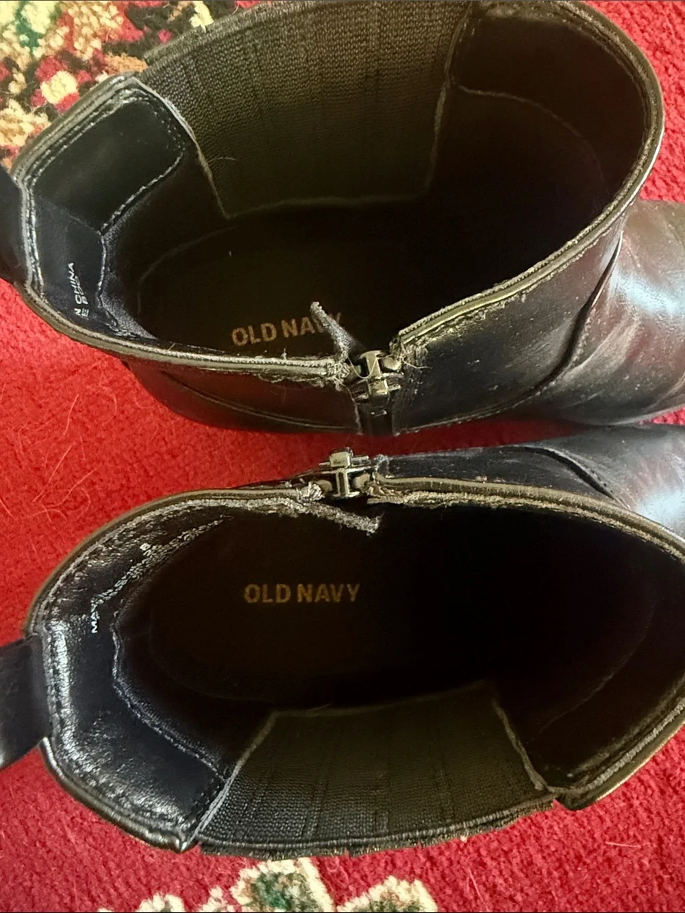Old Navy Women’s Black Faux Leather Ankle Low Heel Boots Sz 8 EUC